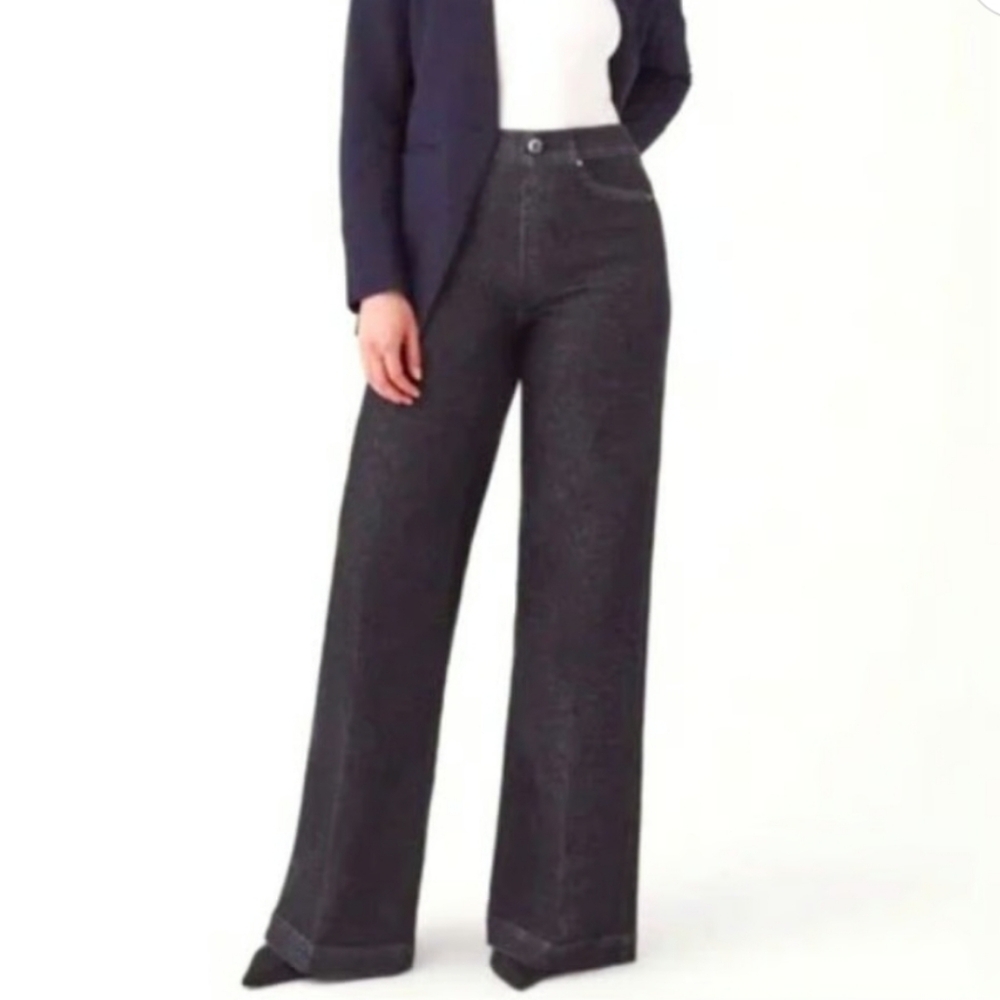 Spanx Wide Leg Denim Pull On Pants Charcoal Women's‎ Medium NWT